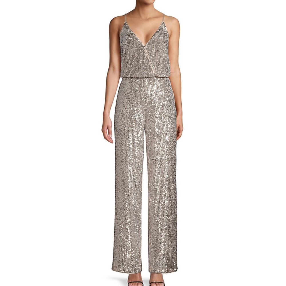 Aidan Mattox Sequin Blouson Jumpsuit